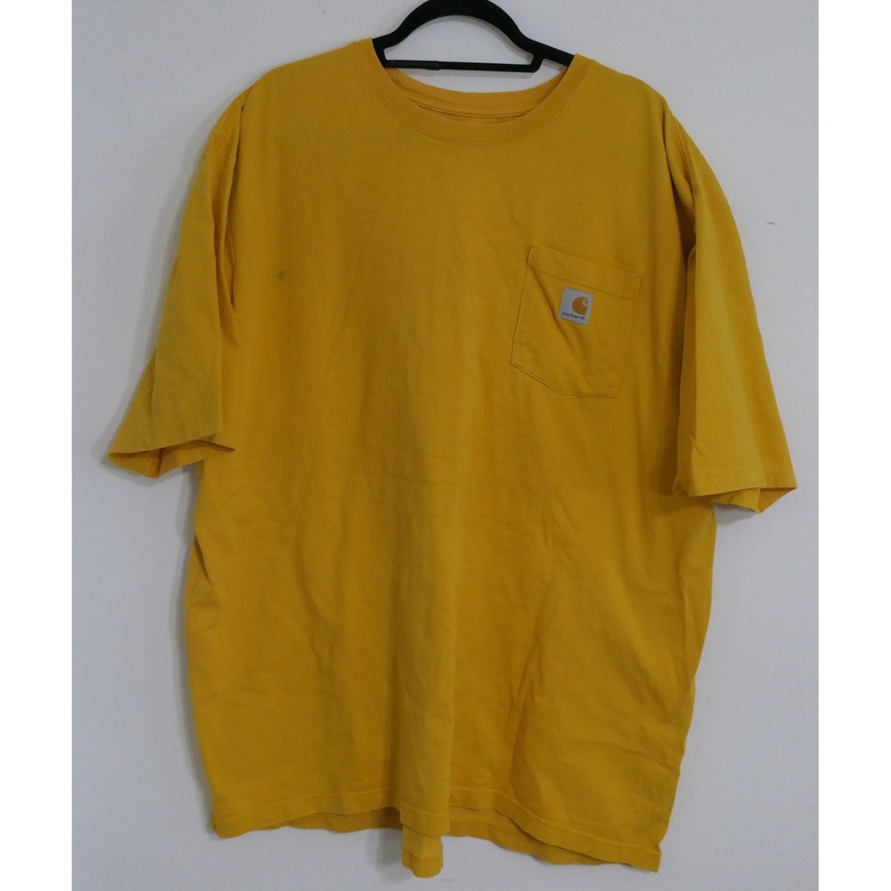 Carhartt Mens Pocket T-Shirt 3XL Yellow Workwear K87 Utility Short Sleeve Rugged